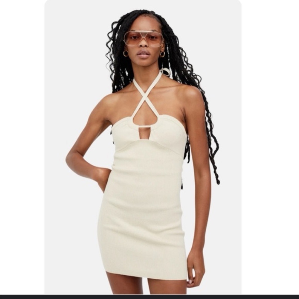 For Love and Lemons Revolve Mona Mini Dress Cream Halter NEW